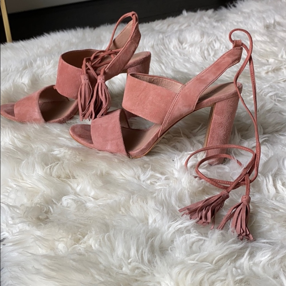 Pink Madewell wrap around ankle heel sandals